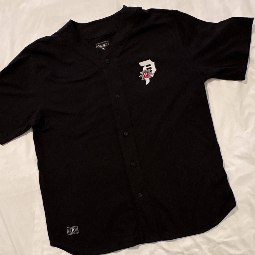 Primitive Skateboarding Baseball Jersey Mens XXL Black Button Front Cotton